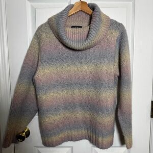 Woolrich Vintage Dusk Ombre Cowl Neck Sweater Pastel Striped Soft Cozy Knit Lrg